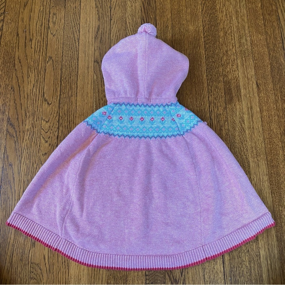 Angel Dear 4T Pink Hooded Poncho Sweater with Blue Accents - Picture 5 of 5